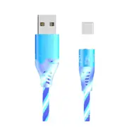3PCS Data Line LED Magnetic Micro USB Cable Android Type-C IOS Fast Charging Cable for Mobile Phone blue_Type C interface