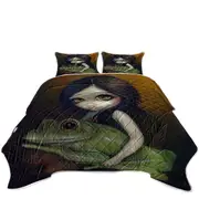 Cute Paintings Little Frog Girl Coverlet