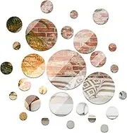 Jetec Real Glass Round Mirror Tiles Frameless Wall Glass Tiles Round Wall-Mount Mirrors with Acrylic Double Sided Adhesive for Bedroom Bathroom Craft
