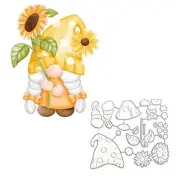 2Pcs Sunflower Gnome Frame Metal Die Cuts,Cute Flower Leaf Gnome Santa Cutting