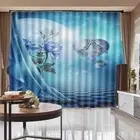 Tie The Blue Heart 3D Blockout Photo Print Curtain Fabric Curtains Window