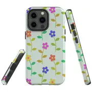 For Apple iPhone 13 Pro Max Case, Armour Back Cover, Colourful Flowers