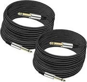Yueyinpu Pack of 2 Guitar Cables 1/4 Inch Instrument Cable with 6.33mm Straight TS Jack (16 Feet-2 Pack)