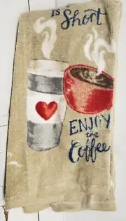 3 pc Kitchen Cotton Terry Towels Set(15"x28") LIFE IS SHORT,ENJOY THE COFFEE,TBO