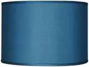 Drum Print Lamp Shade Blue Textured Faux Silk 12x12x8.5 Spider Harp and Finial