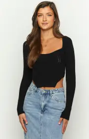 Amalia Black Knit Sleeve Top