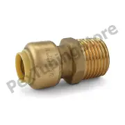 3/8" Sharkbite Style Push-Fit x 1/2" MNPT Lead-Free Brass Male Threaded Adapter