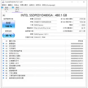 Intel Optane SSD 900P 480G, 傲騰，3D-Xpoint，暴力4K傳家寶級，超低使用時數與寫入量