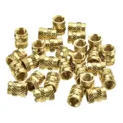Knurled Insert Nut M6 x 10mm L x 8mm OD Female Brass Embedding Nut 80Pcs