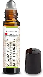 Greenwood Essential RESTLESS ANXIETY RELIEF - Aromatherapy Essential Oil Blend of Vetiver, Cedarwood, Juniper Berry, Roman Chamomile, Frankincense & Mandarin Essential Oils 10ml (0.33oz)