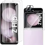 (3+3PCS) RUNGOS for Samsung Z Flip 6 Screen Protector (Inside Flexible TPU Film+Front Tempered Glass+Camera Lens Protector) No Bubbles Screen for Samsung Galaxy Z Flip 6 Screen Protector 2024 2st