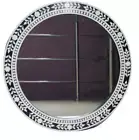 Floral Round white Bone Inlaid Mirror