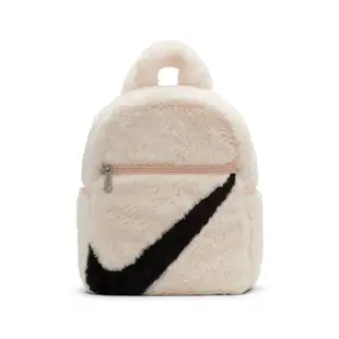 Nike 包包 NSW Futura 365 Faux Fur 兒童款 米白 黑 毛茸茸 小包 後背包 大勾 FB3049-838