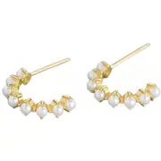 ANYCO Stud Fashion Earrings Simple Bohemian Pearl Women Goth Hip Hop Piercing Hoop Jewelry Gold