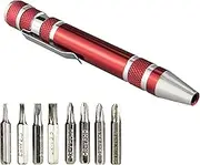 SWATOM 8 in 1 Mini Screwdriver Set Small Screwdrivers Pen Magnetic Repair Tools EDC Compact Precision Gadgets for Computer Eyeglasses Daily Home Improvement Use (Red)