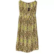 NWT Tibi Yellow Paisley Aztec Print Strapless Sun Beach Silk Dress Women's Large