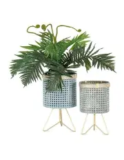 [Willow & Silk] Cirque Footed Flower Pot Planters 2 Pack in Grey/Taupe