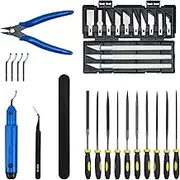 Gtouse Deburring Tool Kit-Engraving Knife Carving Tool-32 Piece Set 3D Printing Model Deburring Tool with File Carving Knife