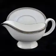BARONESS Royal Worcester Gravy Boat & Stand Platinum NEW NEVER USED made England