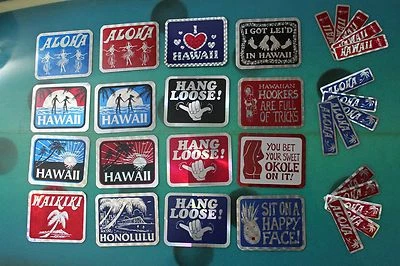 Hawaii Hang Loose Surfing Sexy Vending 80's Tiki Hula Aloha STICKER Lot of 31