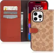 Coach Wallet Folio iPhone 15 Pro Max Case, Compatible with Wireless Charging - Signature Tan