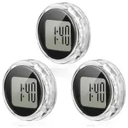 3 Pieces Mini Motorcycle Clocks Waterproof Stick-on Motorbike Mount Watch Digital Clocks for Vehicle, Auto, Car, SUV Blacktransparent