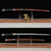 Damascus Folded Steel Chinese Dao 环首唐刀 Straight Sword Rosewood Sheath forDisplay