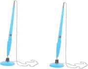 SHOWERORO 2sets Table Standing Pen Business Pen Chain Office Writing Tool Signature Smooth Ink Elegant Design Stationery 2pcs*2