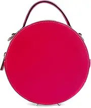 [Woodland Leathers] Italian Designer Handbags For Women, Vera Pelle Genuine Leather Round Cross Body Bag And Top Handle Bag For Ladies With Fashion Shoulder Bag Strap