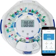 SenyerKare Bluetooth 28-Day Automatic Pill Dispenser, Key Lock Security, Medication Organizer up to 9 Alarms/Day, Sound & Light Alarms, Ezi-Read LCD & App Alert for Prescriptions, Vitamins, Clear Lid