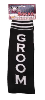 BLACK GROOM SOCKS Wedding Bachelor Party Calf High Joke Mens Funny Sox Pair Gift