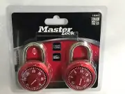 Master Lock, Combination Padlock, 2 Pack, 1 Combo, Anti-Shim, 3/4",(1530T), Red