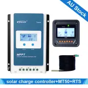 EPEVER MPPT Solar Charge Controller + Remote Meter MT50 + Temp Sensor Cable Kit
