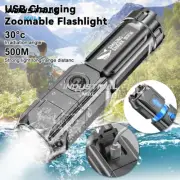 3x High Bright LED Flashlight USB Rechargeable 3 Modes Zoom Camping Torch Light
