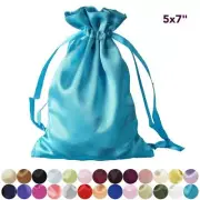 5x7" SATIN BAGS with Pull String Wedding Party Gift Favors Pouches Wholesale