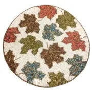 x6 Tahari Colorful Fall Maple Leaves Beaded Placemat Set Orange Blue Green Decor