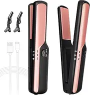 Hair Straightener, Cordless Hair Straightener, Cordless Mini Flat Iron, 1" USB-C Rechargeable Wireless Hair Straightener with 2400mA Battery, Fast Charger, Travel Hair Straightener for Styling (Black)