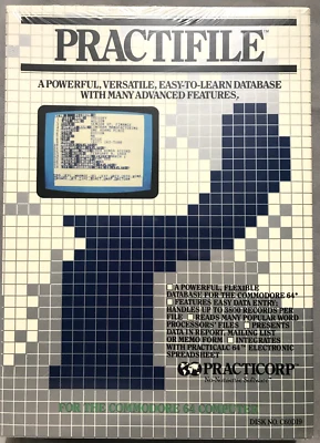 Vintage PRACTIFILE Practicorp Database for Commodore 64 Disk New Sealed Box 1984