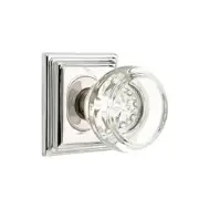 Emtek Georgetown Crystal Door Knob Privacy Set Wilshire Rosette Polished Nickel
