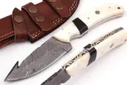 Handforged Fix Blade Gut Hook Knife 9 Inches Knife With Sheath