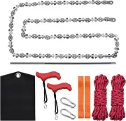 53 Inch Rope Saw, High Reach Tree Limb Hand Rope Chain Saw, 68 Sharp Teeth Blade