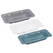 Collapsible Colander Over the Sink Drain Strainer Set Gray White Green 3 Pcs