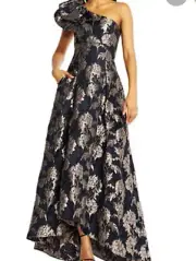 Aidan Mattox Floral One Shoulder Jacquard Gown. Size 0.