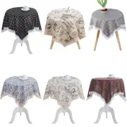 AU Rustic Farmhouse Small Square Tablecloth Jacquard Striped Table Cloth Dining