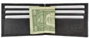 Men's Genuine Leather Bifold Black Money Clip Wallet ID Credit Card Holder New