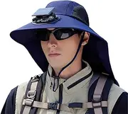 [Generisch] Hat with Solar Fans, Fishing Hat with Fan Solar Powered - UV Protection USB Charging Wide Brim Headgear for Men and Women Camping Travel Accessories