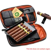 Leather Cigar Case Humidor Luxury Bag 3 Jet Torch Lighter V-Cutter Punch Holder