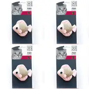 4x M-Pets 8x7cm Fish Cat/Kitten Pet Interactive Plush Exercise Fun Play Chew Toy