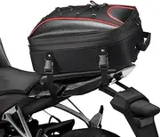 ZZM Motorcycle Tail Bag, Dual Use Waterproof Motorcycle Tank Bag with Rain Cover, 22L-34L Expandable Motorbike Helmet Bag, Motorcycle Backpack Luggage Storage Bags for Weekender Travel, Black