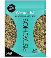 Wonderful Pistachios No Shells, Sea Salt & Vinegar Nuts, 22 Ounce Bag, Protein Snack, On-the-Go Snack